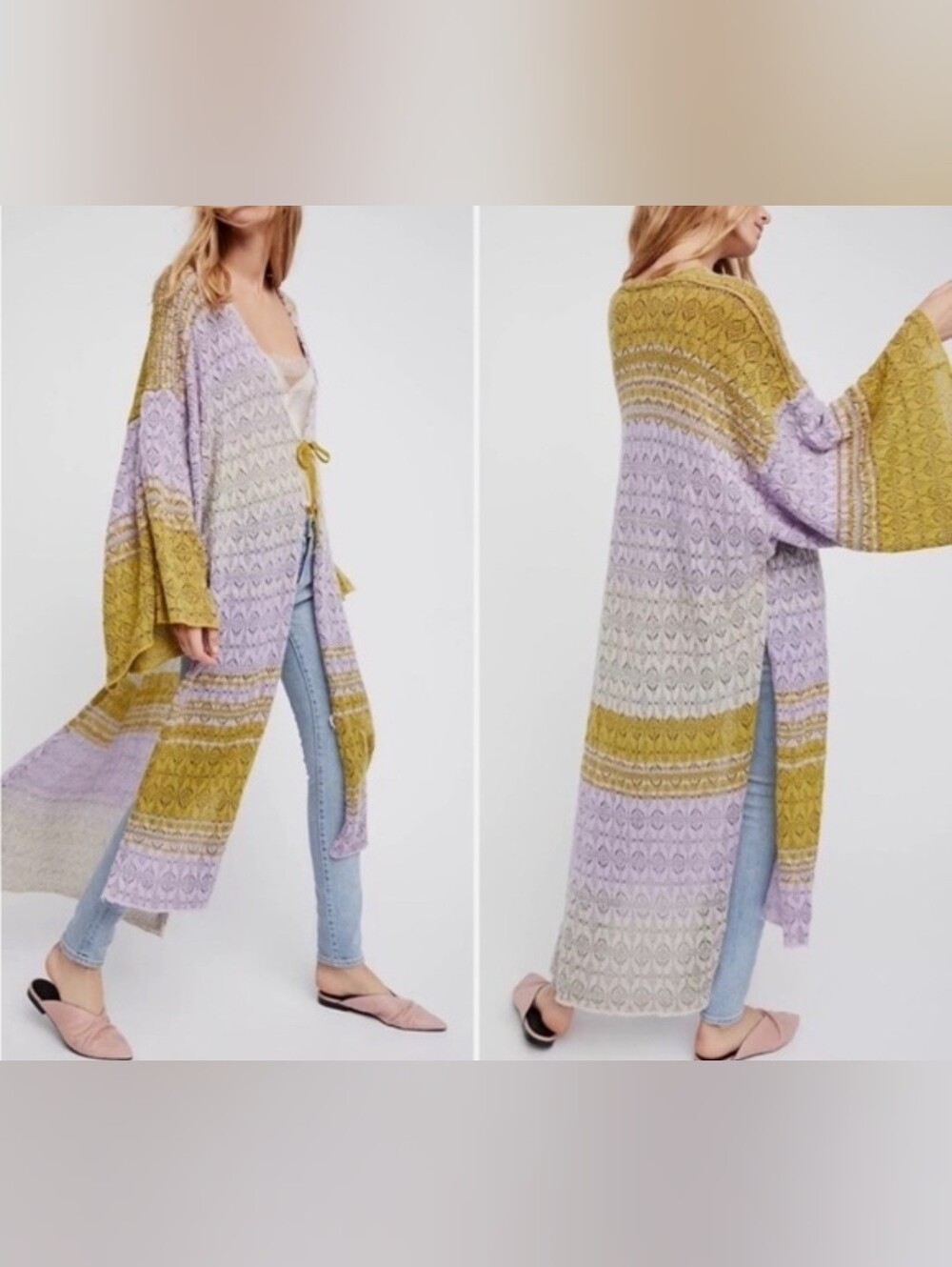 Free People WOMEN'S SMALL Midnight Reflections Kimono Duster Cardigan Boho Fall